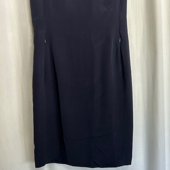 Lilysilk Navy Blue 100% Mulberry Silk Casual Career Sleeveless Dress NWT Size 4 - Picture 2 of 11